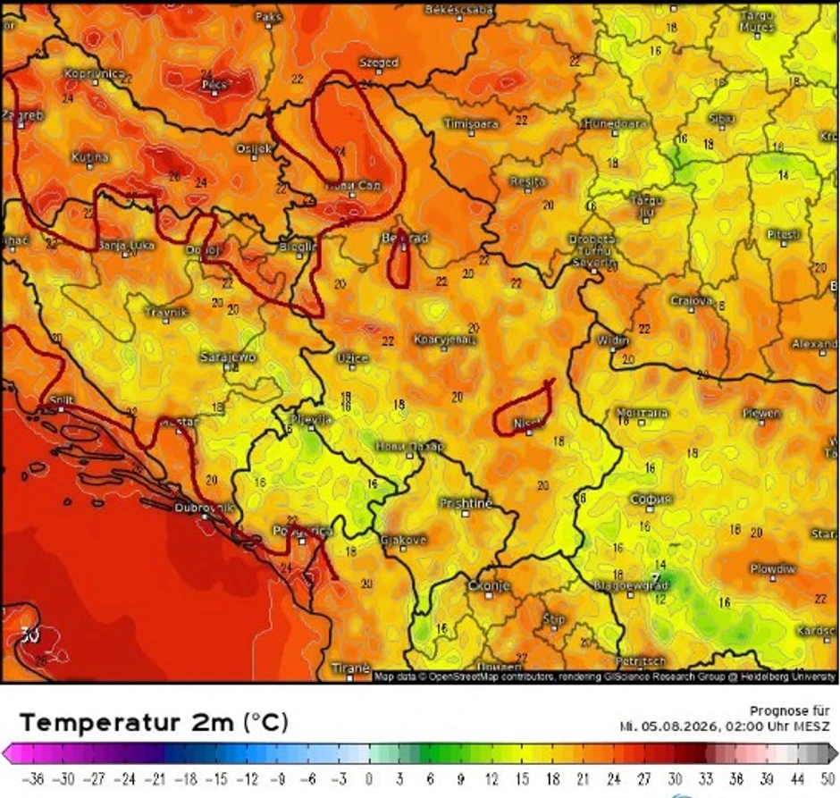 Niz toplih noći sa temperaturama iznad 23 u pojedinim delovima i 26 stepeni