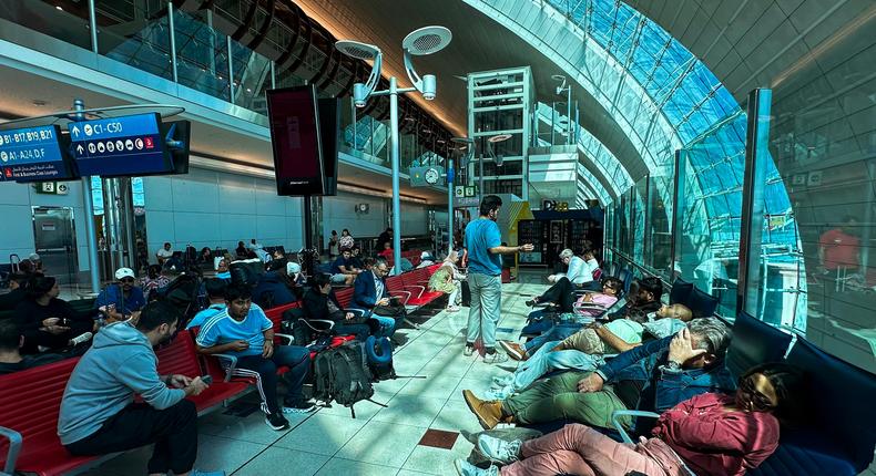 Passengers wait for their flights at the Dubai International Airport on April 17.AFP/Getty