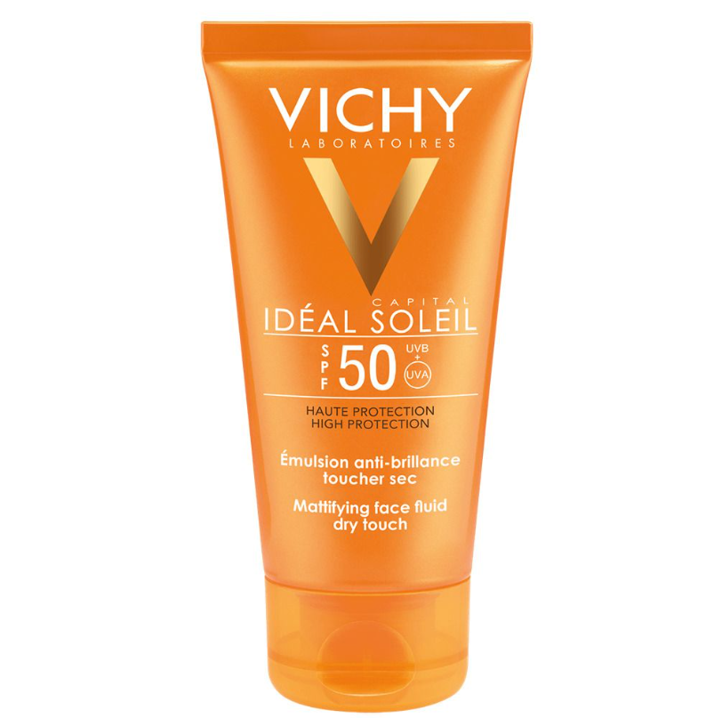 Für helle oder empfindliche Haut und bei extremer Sonneneinstrahlung: Sonnen-Fluid mit hohem Sonnenschutz von Vichy für etwa 15 Franken (50 ml), via Shop Apotheke.