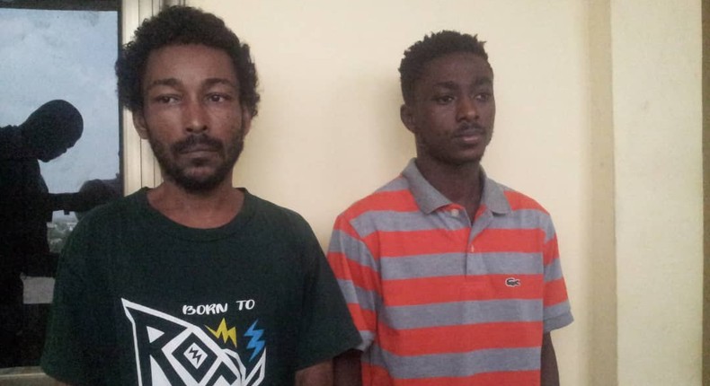 The suspects, Sam Akai (L) and Philip Larbi