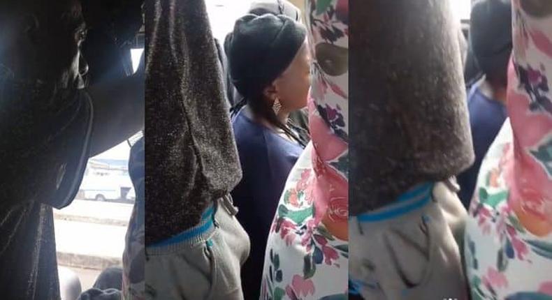 Man ‘harasses’ female passenger with erected 'cassava' on a BRT bus (video)