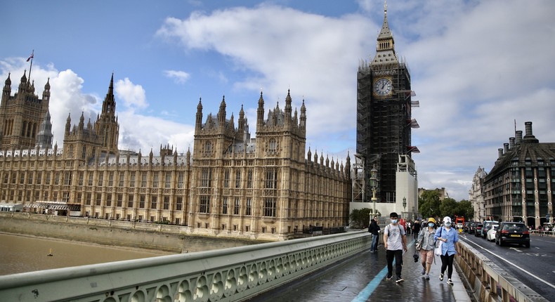 A view of the Houses of Parliament from Westminster Bridge.