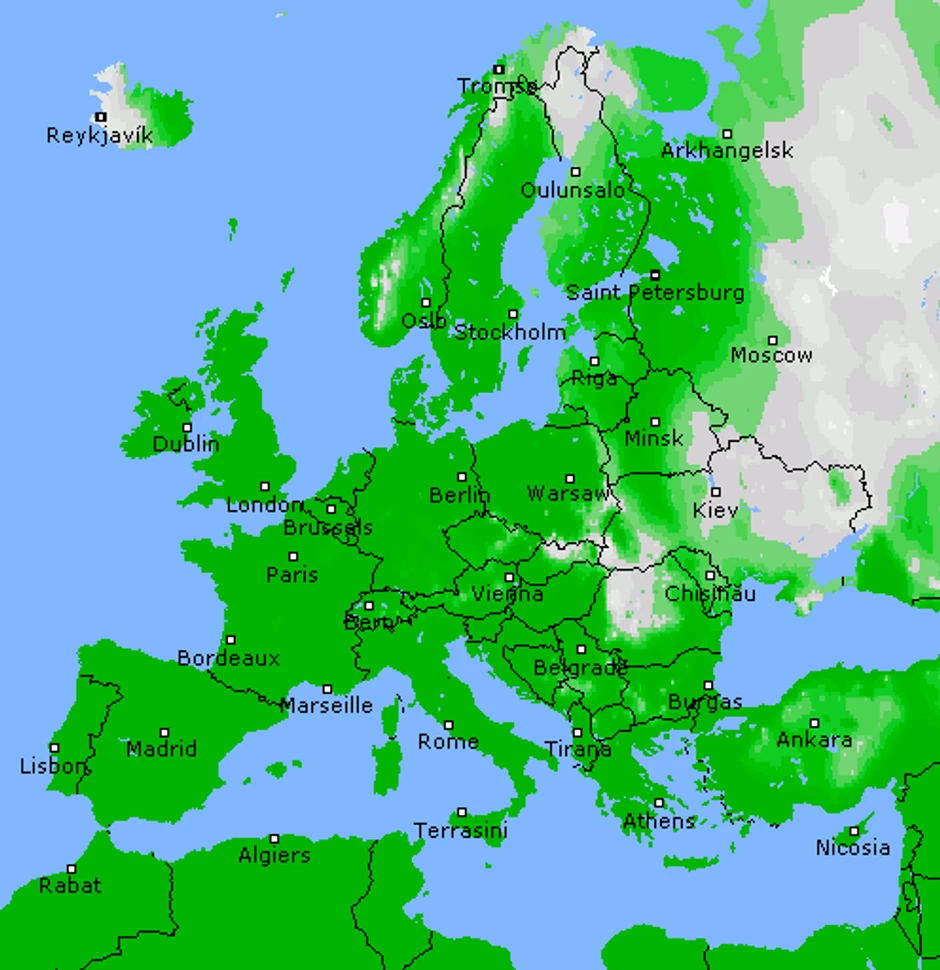 Šanse za sneg - Evropa
