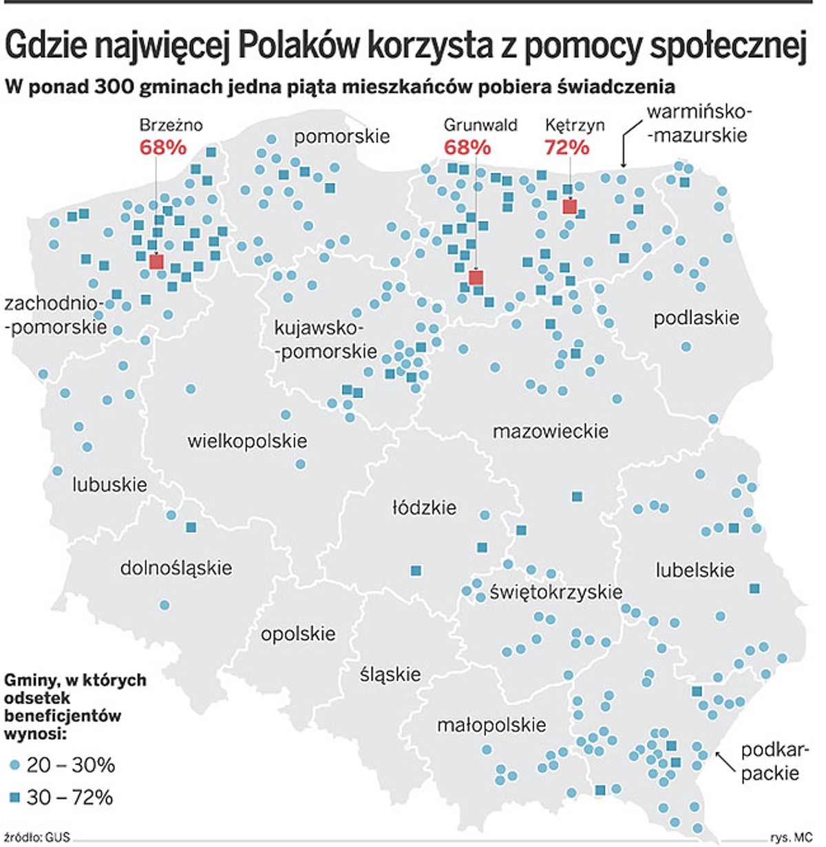 Gdzie najwięcej Polaków korzysta z pomocy społecznej