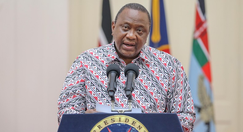 President Uhuru Kenyatta speaking during a past address from State House, Nairobi