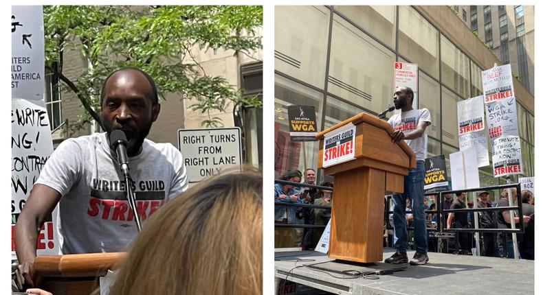 Joseph Opio addressing protesters in New York on May 23rd