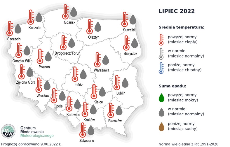 Lipiec w całej Polsce będzie ciepły