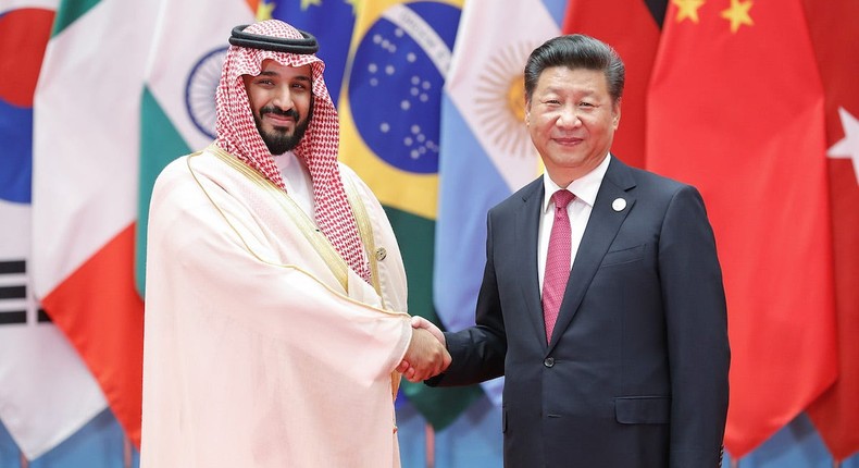 Saudi Crown Prince Mohammed bin Salman and Chinese President Xi Jinping in Hangzhou, China, in September 2016.Lintao Zhang/Getty