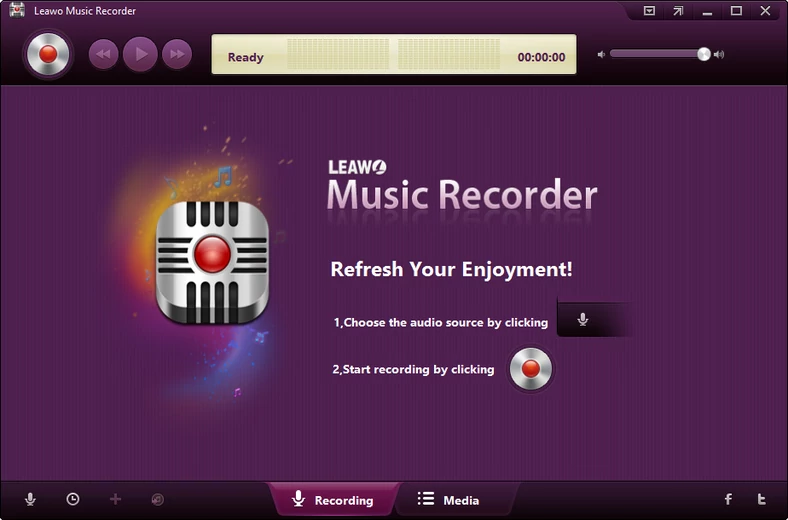 Główne okno programu do przechwytywania źródeł dźwięku - Leawo Music Recorder