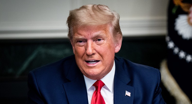 President Donald Trump speaks in the Diplomatic Room of the White House on Thanksgiving on November 26, 2020.