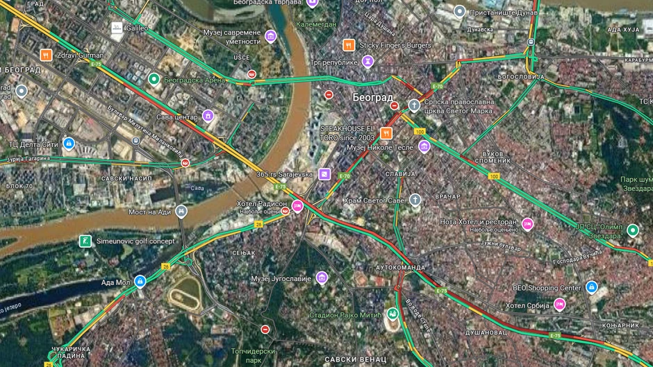 Mapa gužve u Beogradu