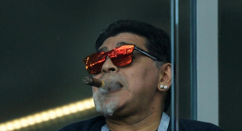 Argentina football great Diego Maradona, pictured at the 2018 World Cup in Russia, has always lived a life of excess