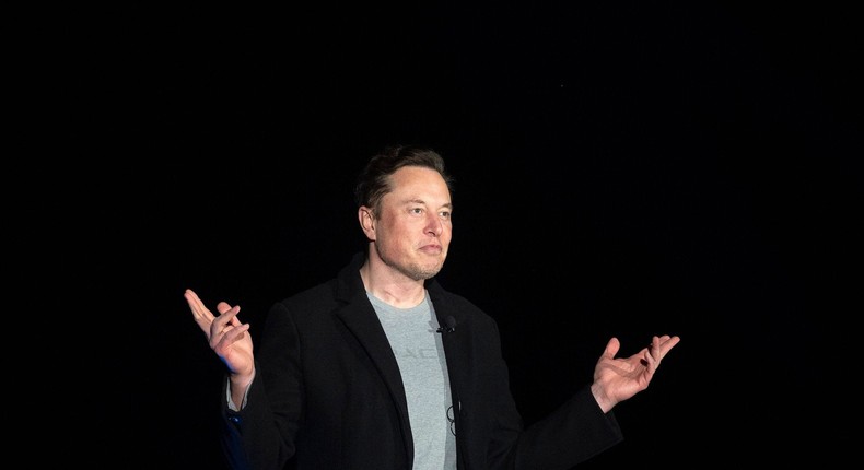 CEO Elon Musk during a SpaceX press conference.