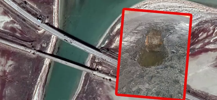 Uszkodzony most na Krym. Ukraińcy zrobili w nim ogromną dziurę [WIDEO]