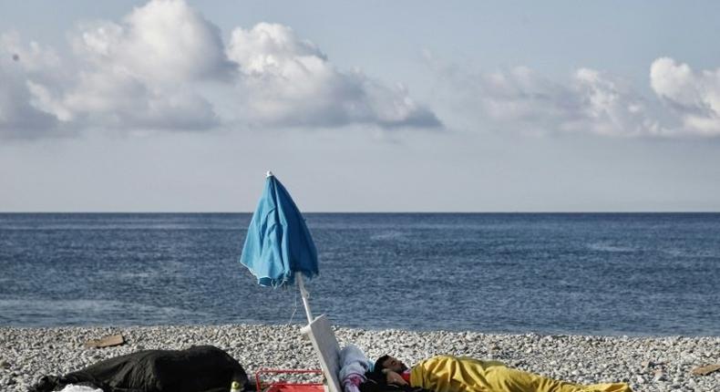 Migrants sleep on the beach in Ventimiglia, near the French border, trying to cross. Since the start of 2017, over 117,000 have crossed the Mediterranean to Europe from north Africa -- more than 96,000 of them arriving in Italy