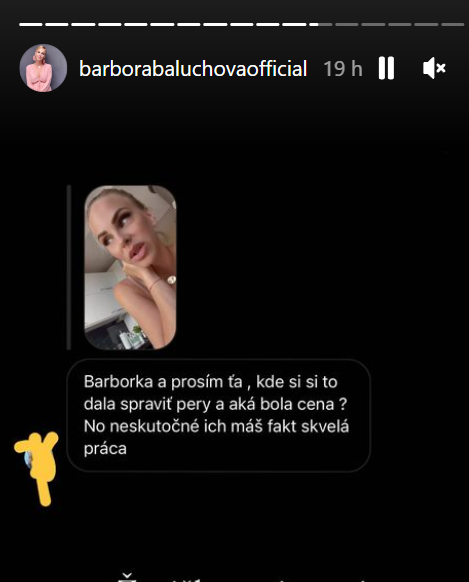 Barbora Balúchová si dala zväčšiť pery. 