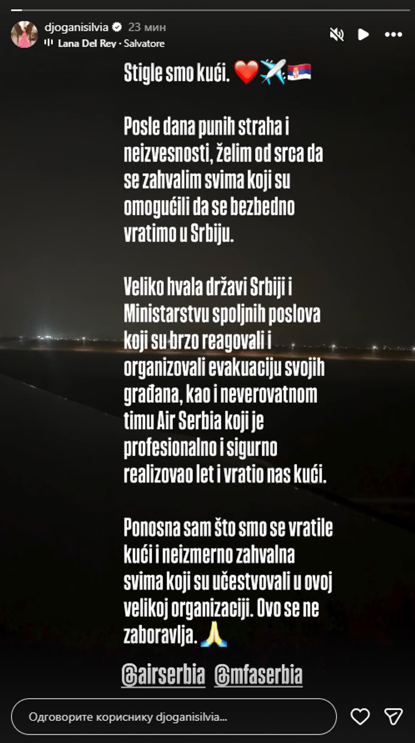 Silvija Đogani došla iz Dubaija u Srbiju