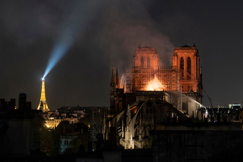 Płonąca katedra Notre-Dame (15 kwietnia 2019)