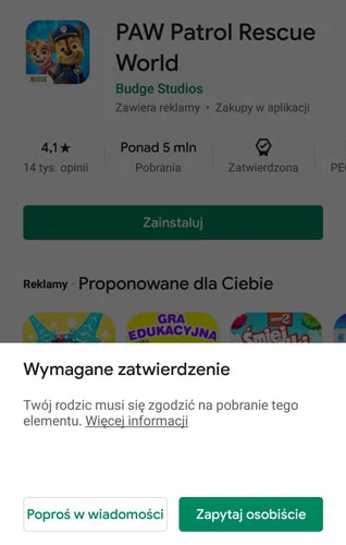 Z Family Link zachowujemy kontrolę nad zainstalowanymi aplikacjami