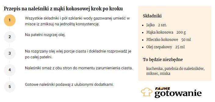 Przepis na naleśniki z mąki kokosowej