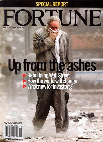 Okładka magazynu Fortune, 8 października 2001 r.: Powstać z popiołów. Odbudować Wall Street. Jak zmieni się świat? Co teraz dla inwestorów?