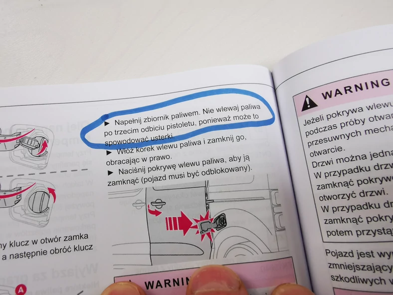 Instrukcja tankowania paliwa