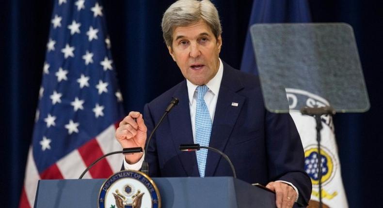 U.S. Secretary of State John Kerry delivers a speech on Middle East peace at the US Department of State on December 28, 2016