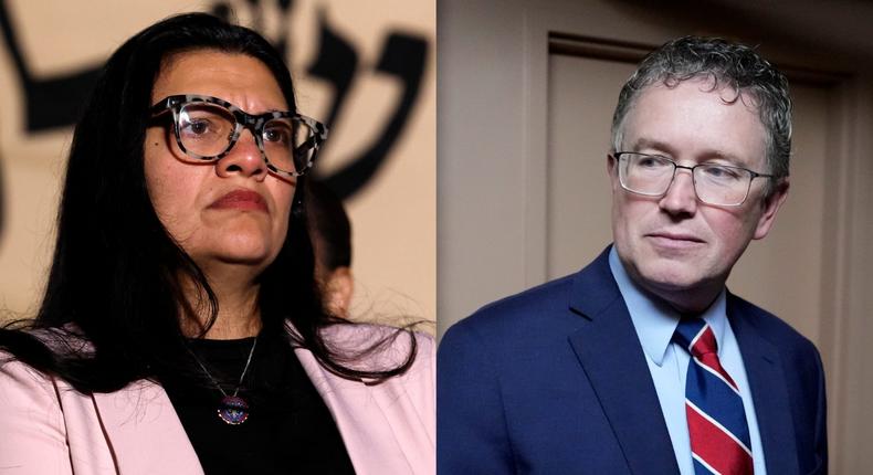Democratic Rep Rashida Tlaib and and Republican Rep. Thomas Massie.Anna Moneymaker and Drew Angerer/Getty Images