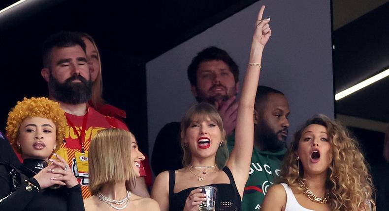 Taylor Swift cheers during the Super Bowl.Ezra Shaw/Getty Images