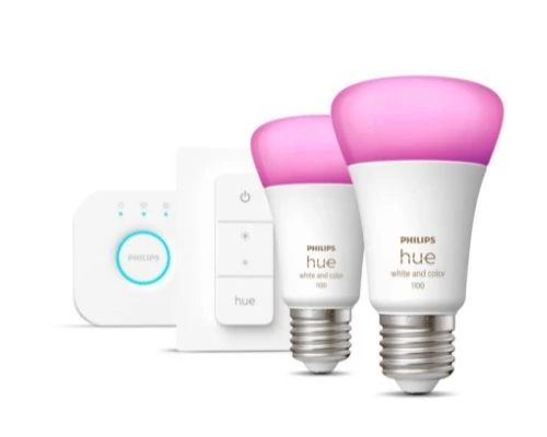 Mostek Philips Hue z dwiema żarówkami RGBW i przełącznikiem