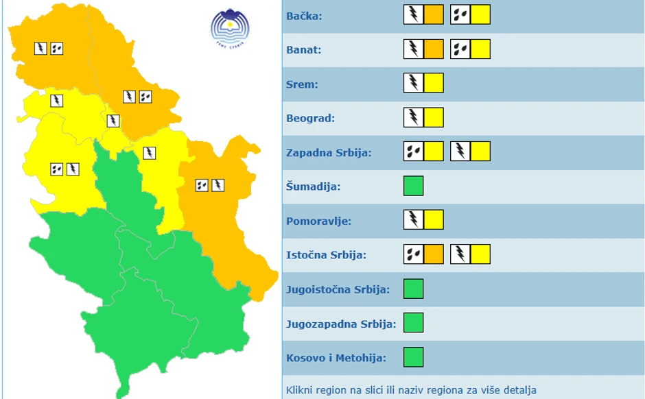 Meteoalarm za sutra