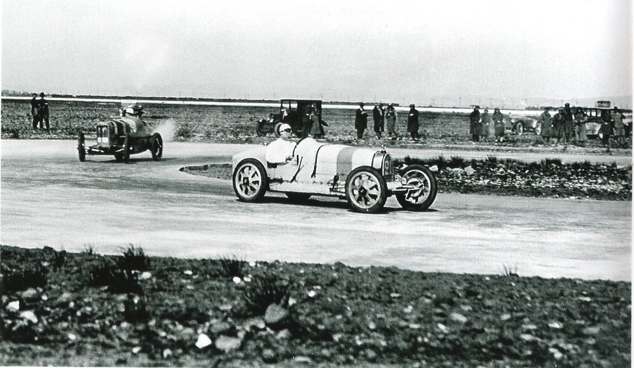 Bugatti have a racing heritage, going all the way back to the days when helmets were small and spectators were close to the action.