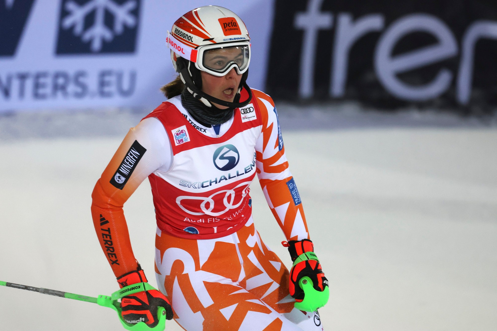 Slovenská lyžiarka Petra Vlhová počas slalomu žien v alpskom lyžovaní vo fínskom Levi.