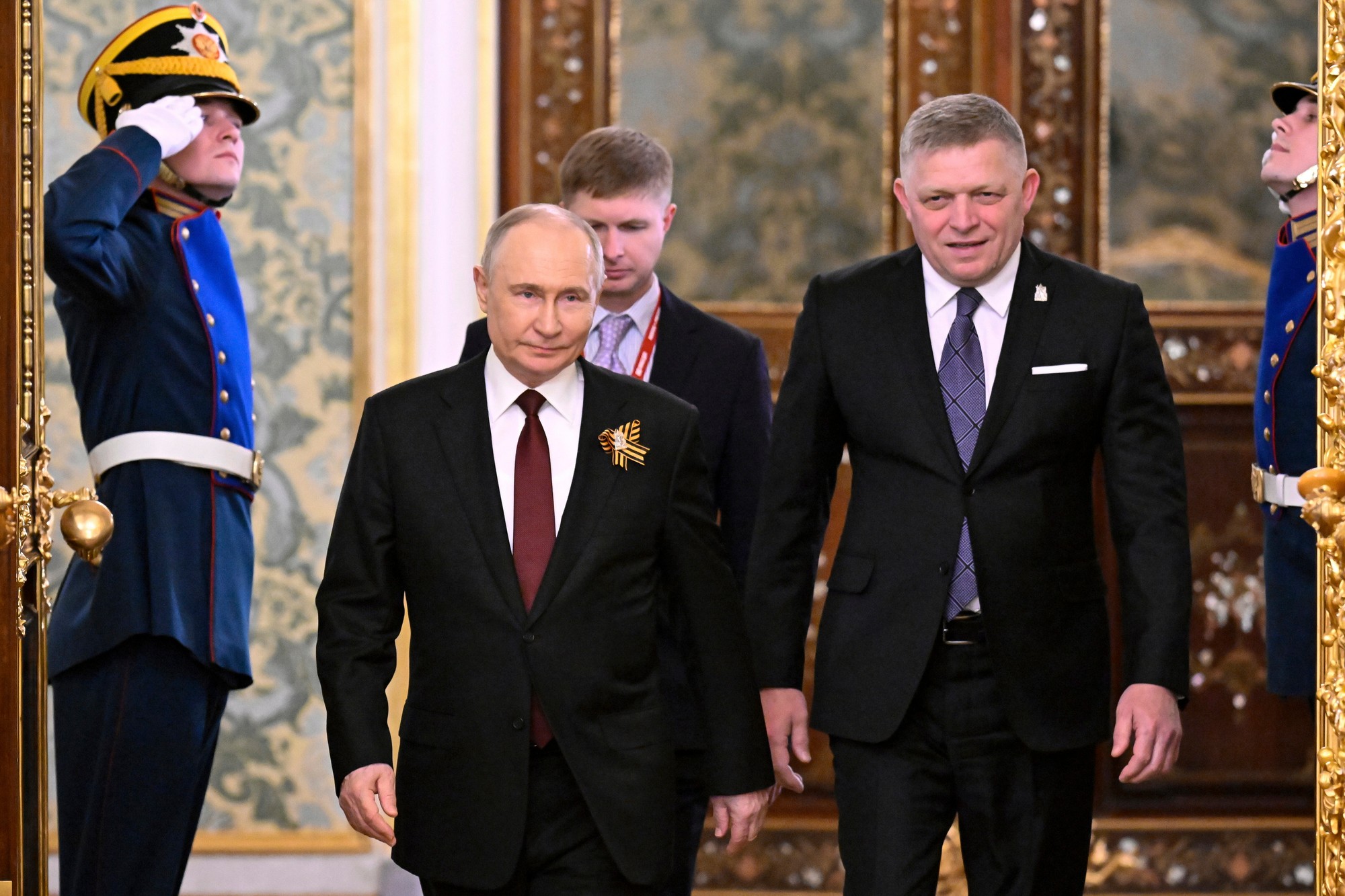 Ruský prezident Vladimir Putin a slovenský premiér Robert Fico v Moskve.