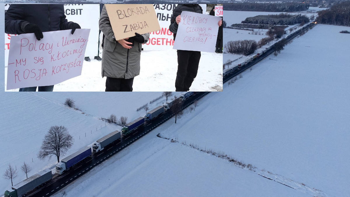 Protest przed Sejmem w sprawie blokady na granicy. "Nie blokujcie Ukrainy!"