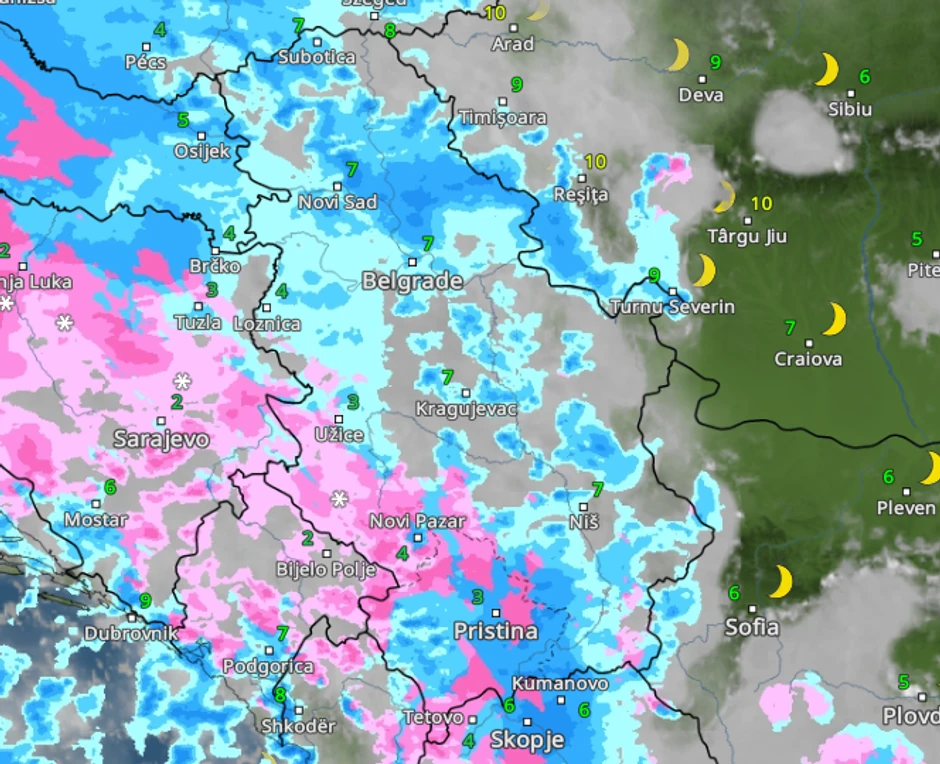 Kretaje padavina u petak u 4 časa