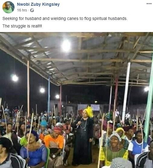 Image result for women carrying canes to church to beat spiritual husbands