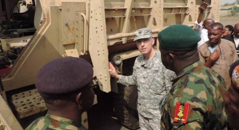 US presents the vehicles to the Nigeria army in Lagos.
