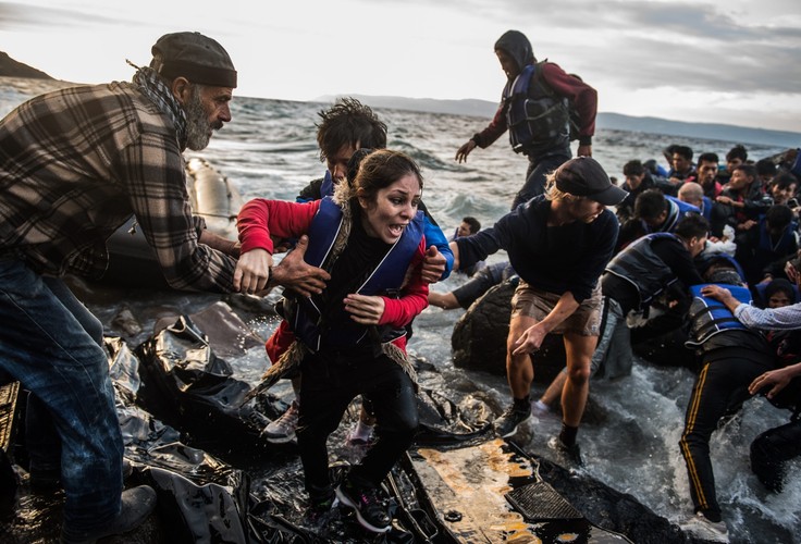 Uchodźcy z Afganistanu u wybrzeży wyspy Lesbos