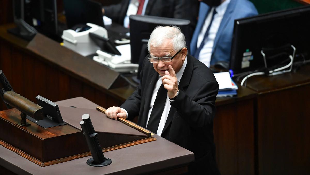 wicepremier, prezes PiS Jarosław Kaczyński na sali obrad Sejmu