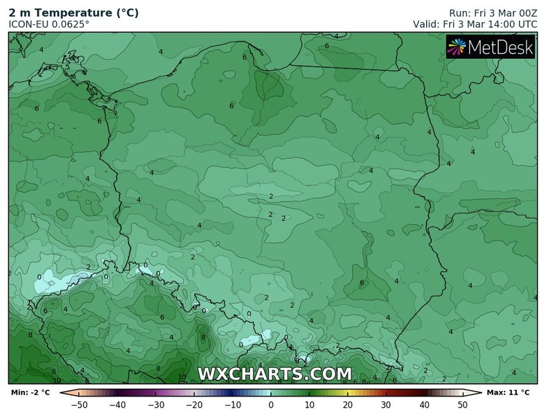 Temperatura w całej Polsce będzie dodatnia