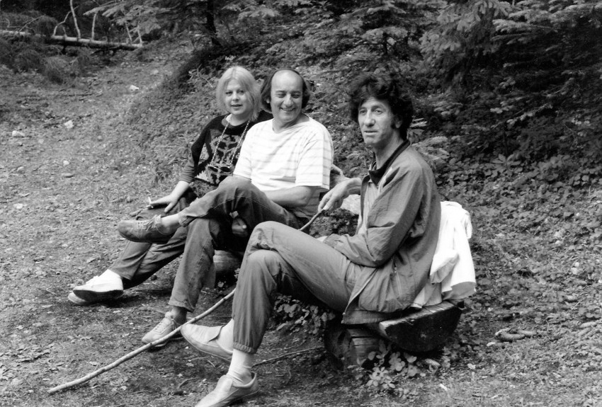 Danilo Kiš i Mirko Kovač sa Kovačevom suprugom Bobom Matić