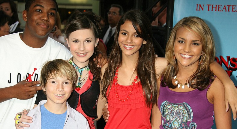 Zoey 101 costars Chris Massey, Paul Butcher, Erin Sanders, Victoria Justice, and Jamie Lynn Spears in 2006.Jeffrey Mayer/WireImage