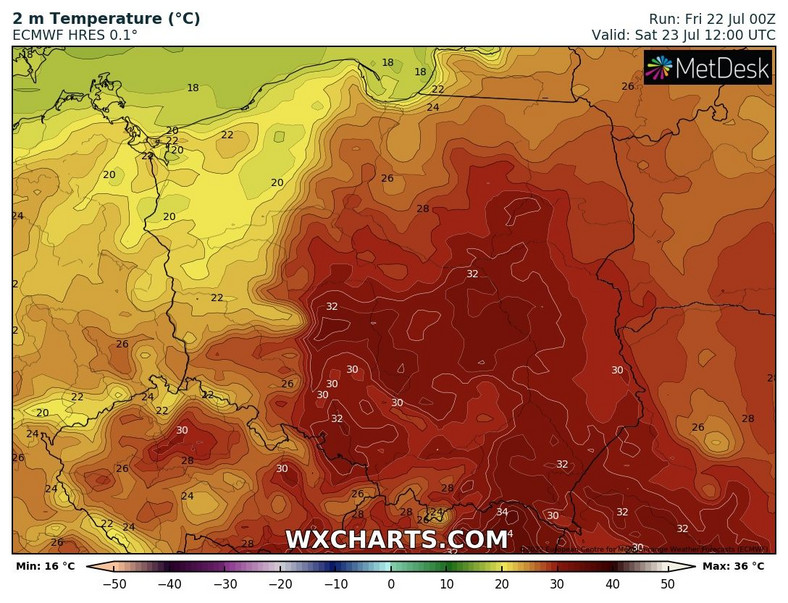 Temperatura od zachodu zacznie stopniowo spadać