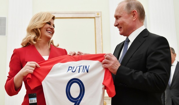 Kolinda Grabar Kitarović i Vladimir Putin u Moskvi 15. jula 2018.
