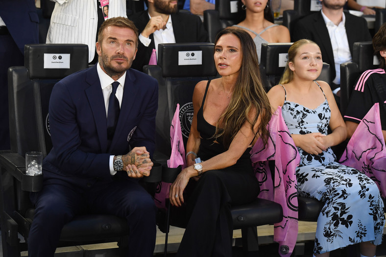 Victoria Beckham i David Beckham na meczu w Miami