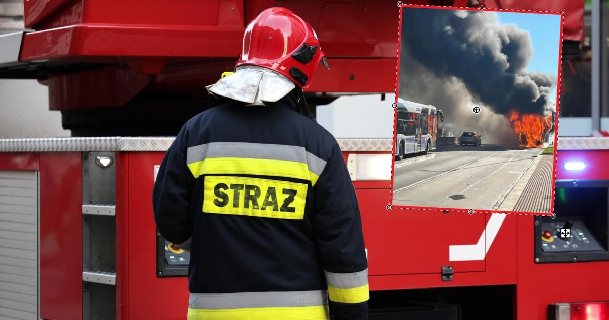 Pożar autobusu w Krakowie. Kłęby dymu nad pojazdem, utrudnienia w mieście