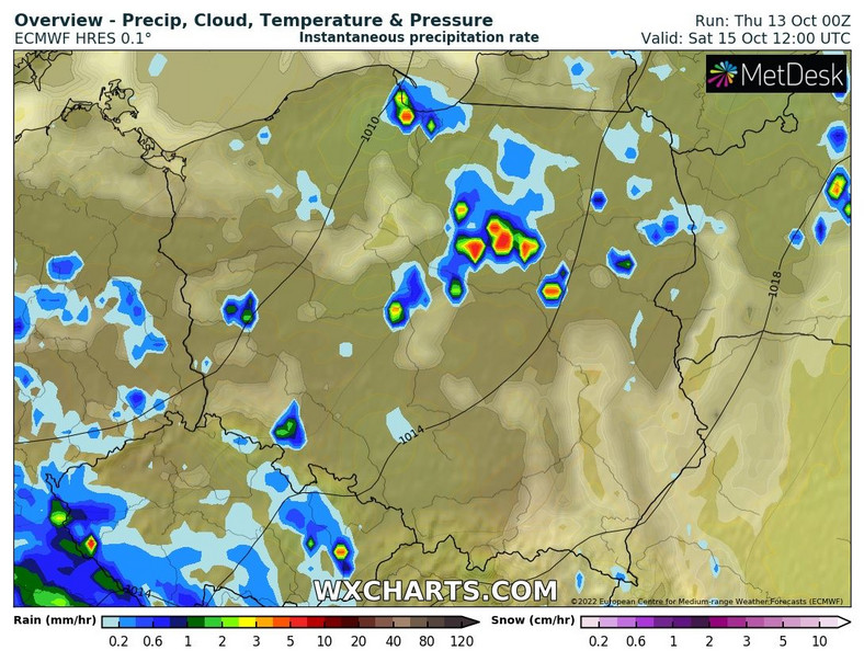 W weekend miejscami spadnie deszcz, ale nie będą to intensywne opady.