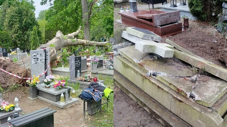 Zniszczone groby, kikuty krzyży na wrocławskim cmentarzu, a ubezpieczyciel odmawia odszkodowania