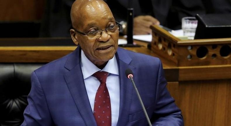 South African President Jacob Zuma delivers his State of the Nation address at Parliament in Cape Town, June 17, 2014.    REUTERS/Sumaya Hisham/Pool